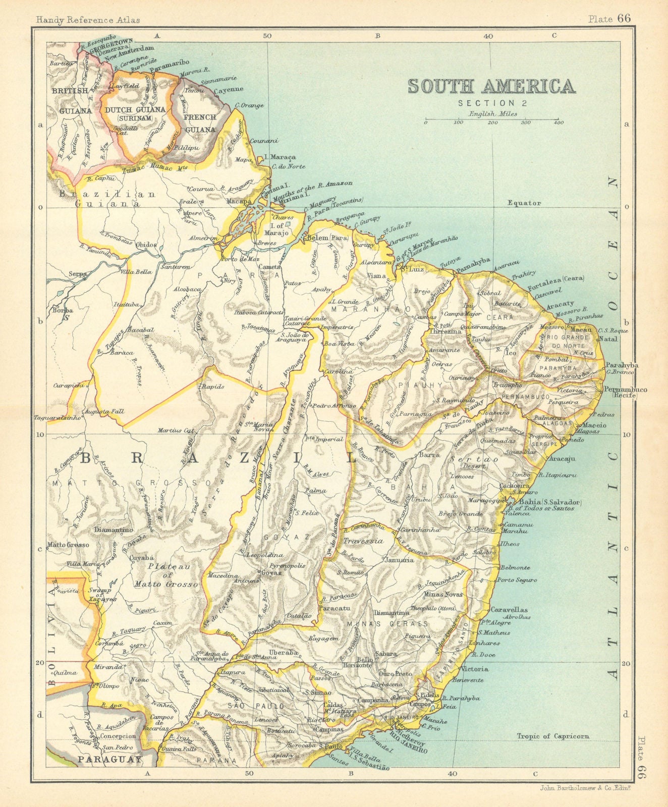 NE South America. British Guiana Dutch Guiana French Guiana. Brazil 1909 map